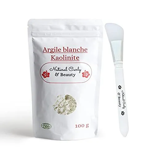 Argile blanche kaolin avec pinceau applicateur de masque en SILICONE -VISAGE, CO