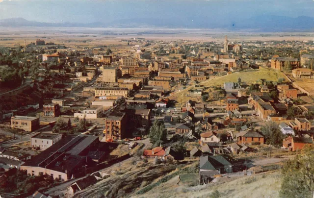 Vtg Postcard 1960s Helena MT Montana Aerial View Downtown Main Street Center K8