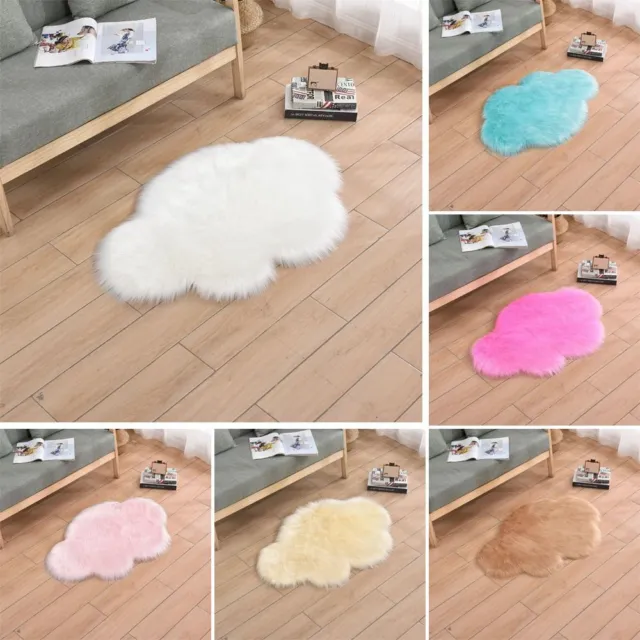 Soft Shaggy Plush Carpet Anti-Slip Imitation Wool Pad Soft Floor Mat  Bedroom