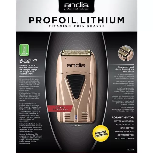 Andis Profoil Lithium Titanium Foil Shaver Rose-Gold Electric Razor TS-1 17225