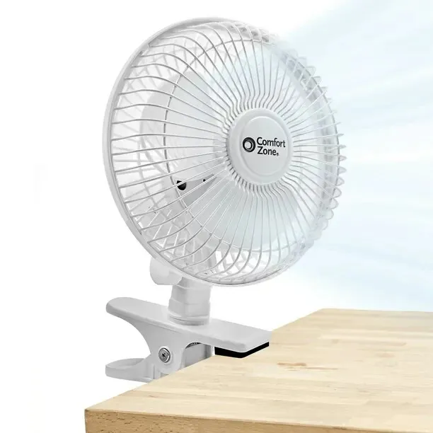 Clip On Electric Fan 6 Inch Mini 2 Speed Adjustable Tilt Comfort Zone New, White