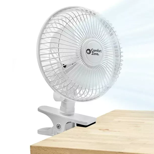 Clip On Electric Fan 6 Inch Mini 2 Speed Adjustable Tilt Comfort Zone New, White