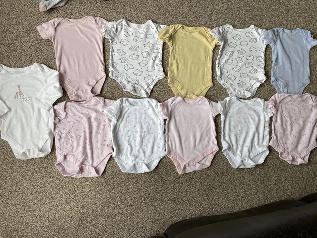 Baby Clothes Bundle Soft Cotton Bodysuits Vests by TU 6-9 Months Pastel Colours