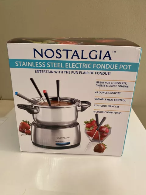Nostalgia  6-Cup Stainless Steel Electric Fondue Pot ~ chocolate ~ cheese~FPS200