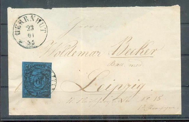 Sachsen 10 wunderschöner Brief klar 65 HERRNHUT (16326