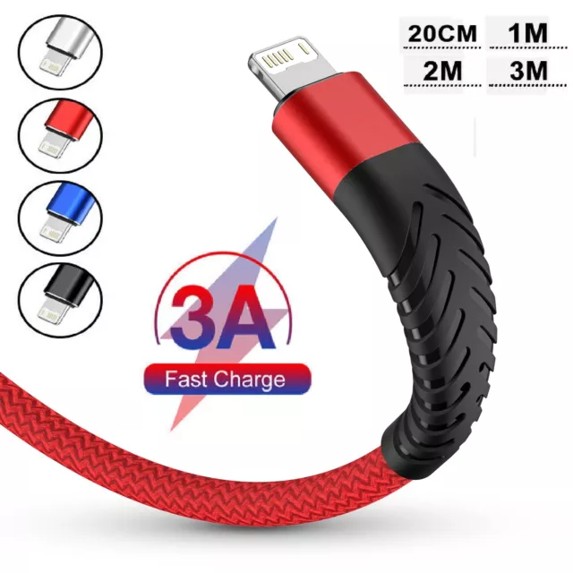 Braided USB Fast Charger Cable Data Cord For iPhone 13 12 11 Pro Max XR 8 7 iPad