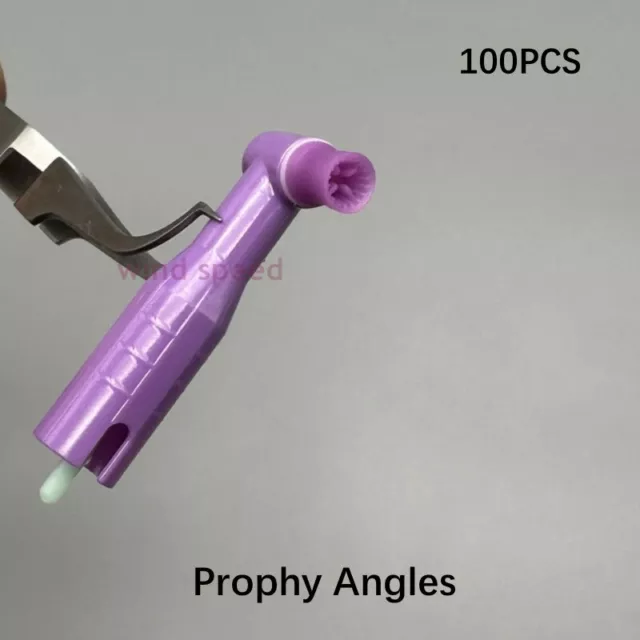 100PCS Dental Disposable Prophy Angles Soft Cup Latex Free 90° Straight Purple