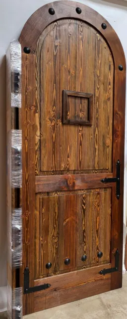 Rustic reclaimed lumber arched door solid wood storybook castle winery speakeasy 4