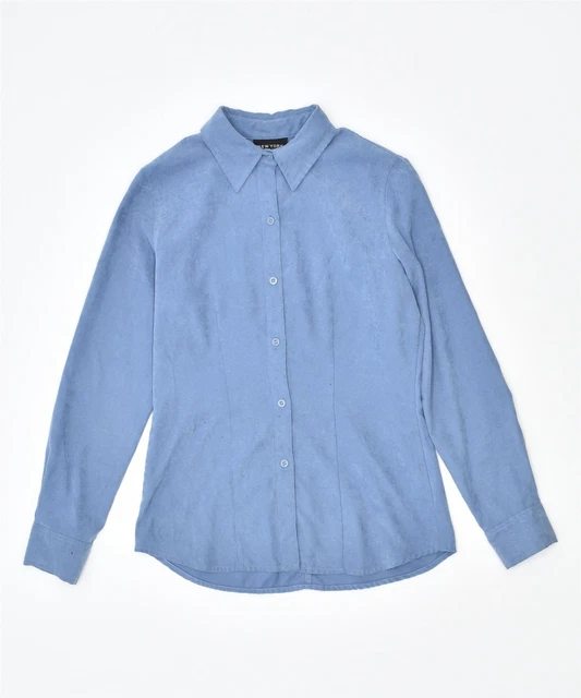 NEW YORK & COMPANY Damenhemd UK 8 klein blau Polyester Vintage IM10