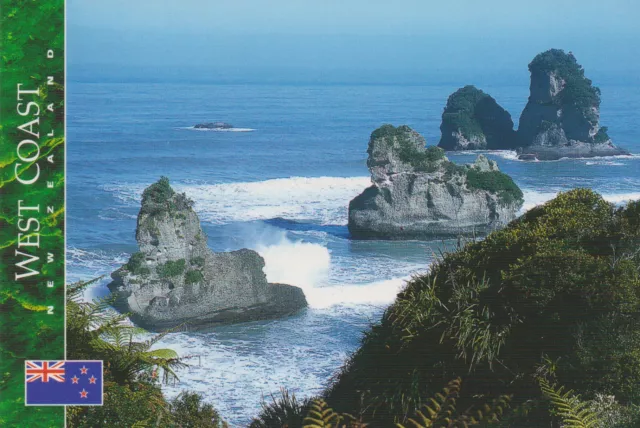 Ansichtskarte: Neuseeland: Motokiekie Rocks bei Greymouth an der Westküste