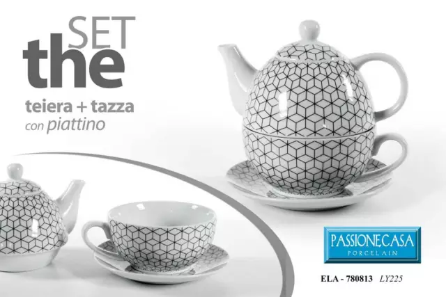 Set Teiera Con Tazza + Piatto The In Porcellana 16 Cm Servizio The Ela-780813