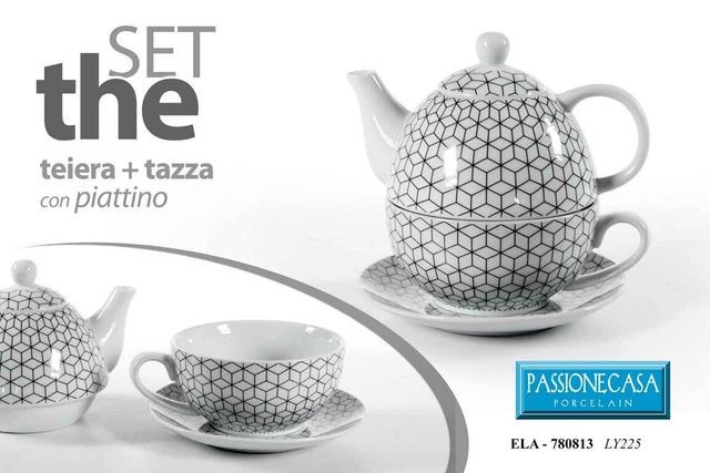 SET TEIERA CON Tazza + Piatto The In Porcellana 16 Cm Servizio The