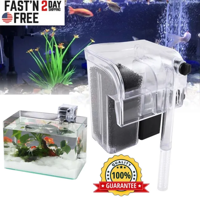 Aquarium Fish Tank Mini Waterfall Hang On External Oxygen Pump Water Filter USA