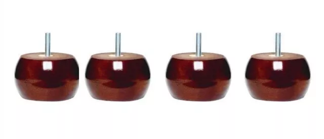 new mahogany finish bun feet / legs for uk furniture chair, sofa, stool, table