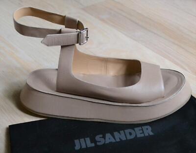JIL SANDER NAVY White Multi Color Leather Women's Slip On Sandals 