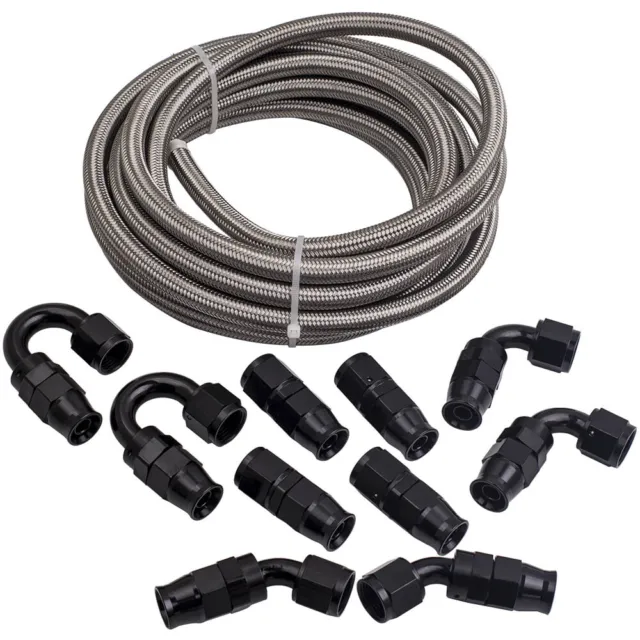 AN8  20 Feet Braided PTFE Oil Line Fuel Hose Kit FT20 Working Pressure 1000PSI