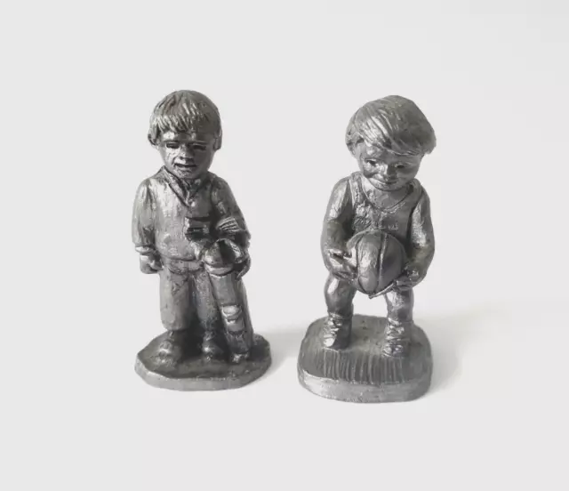 Set of 2 Vintage 1986  Ricker Bartlett Boy Pewter Figurines