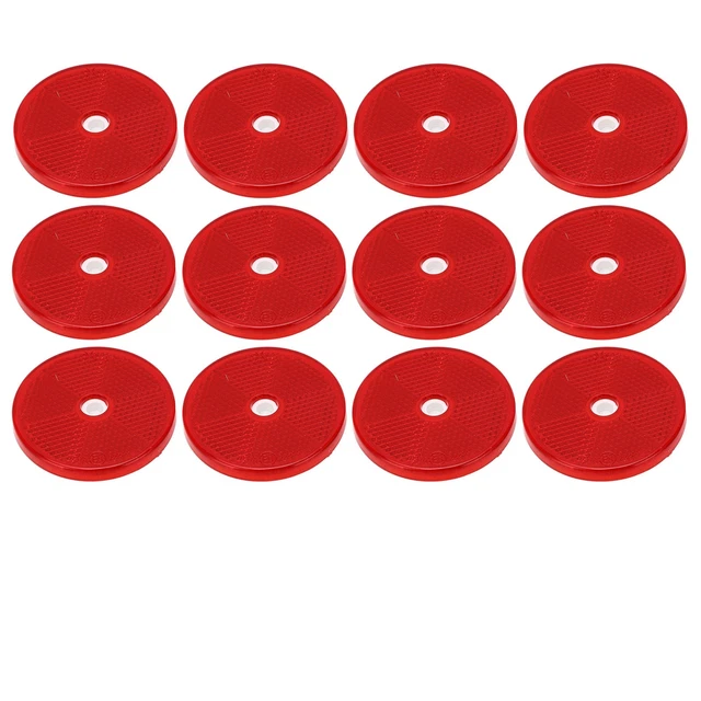 12PCs Round Reflector ABS Reflectors Reflective Warning Red Reflective