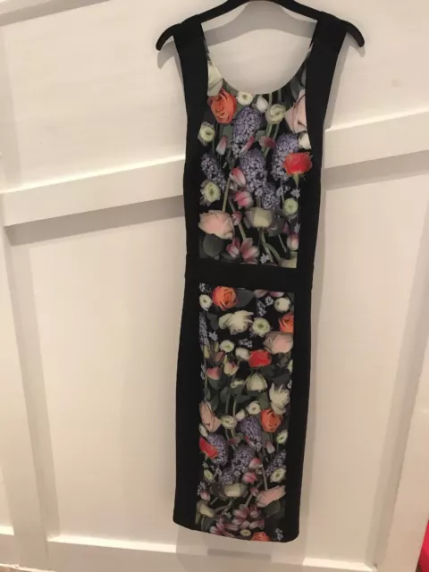 *Robe bodycon florale noire Kensington taille 3 12 fête mariage*