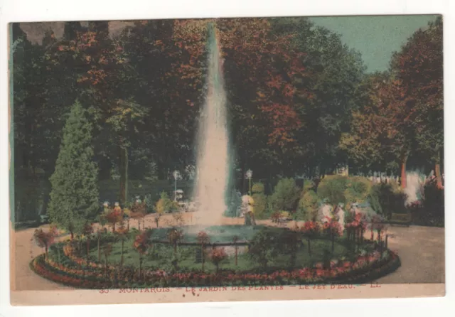 Cpa 45 - Montargis : Le Jardin Des Plantes - Le Jet D'eau (Loiret) Écrite