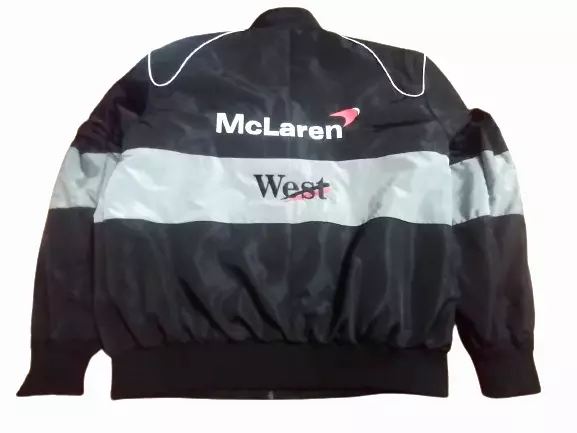 VINTAGE MCLAREN RACING Jacket Black Embroidered Cotton Padded F1 ...