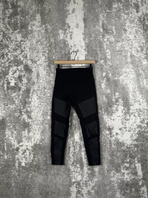 ALO Black Pull On Moto Style Workout Crop Leggings Size M Medium