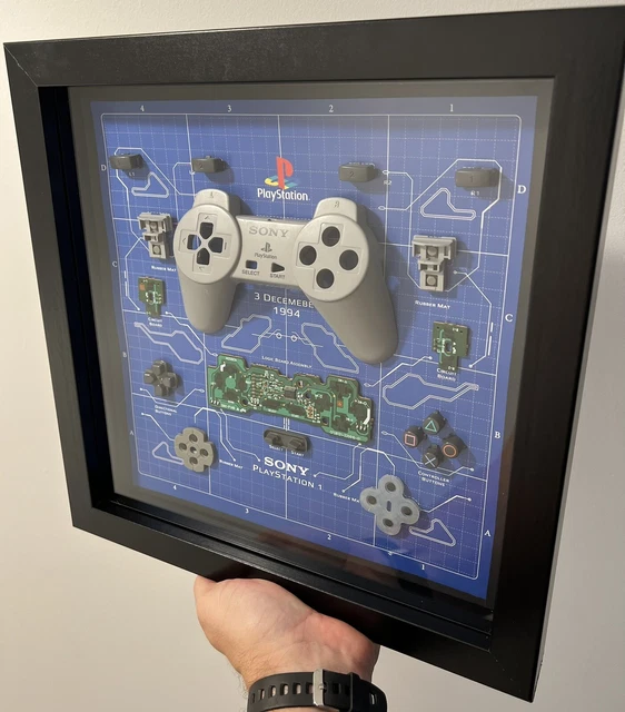 SONY PLAYSTATION DUALSHOCK 1 Controller Teardown in shadow box display