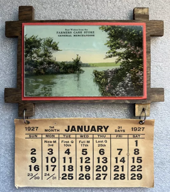 1927 Farmers Cash Store General Merchandise Flip Calendar Advertisement Vintage