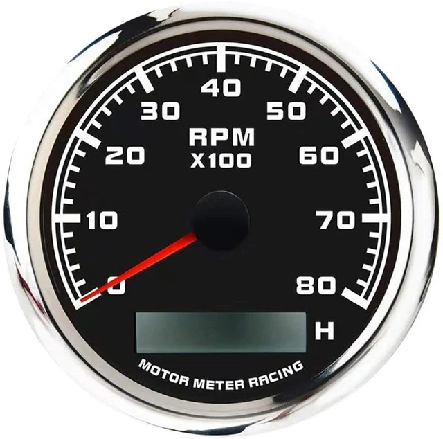 W PRO 85MM Tachometer 8000 RPM Hour Meter Waterproof For Car Marine