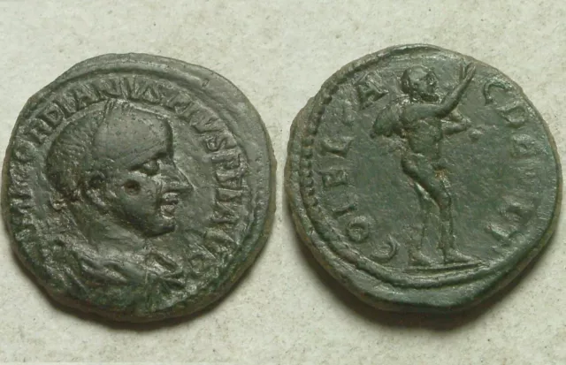 Gordian 238AD Rare original ancient Roman coin Deultum Thrace/MARSYAS, wineskin