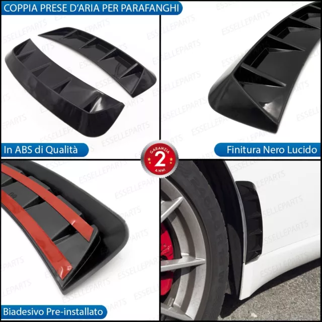 Coppia Prese D'aria Sportive Parafanghi Nero Lucido Adesive In Abs Per Kia Xceed 2