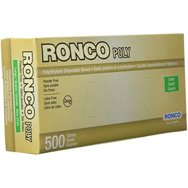 Ronco Polyethylene Gloves Large (4 Pack of 500), 2000 Count