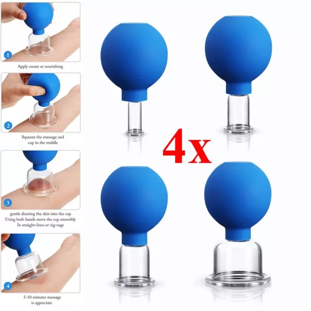 4 Schröpfglas Schröpfgläser mit Saugball Schröpfen Vakuum Massage Cupping Set DE