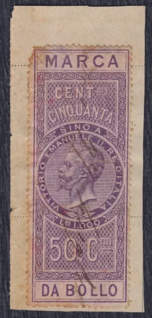 Italy 1864 Revenue stamp - marca da bollo - value 50 C on cutting