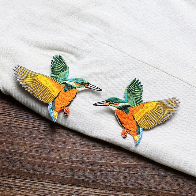 1Pair Embroidered Bird Patch Embroidered Cloth Stickers DIY Clothes Decorativ ^^