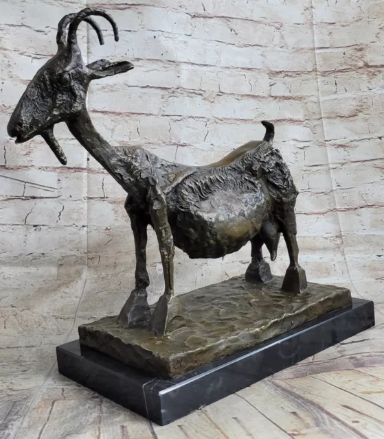 Handcrafted Bronze Sculpture Goat Mascot Signed Picasso European Made Statue