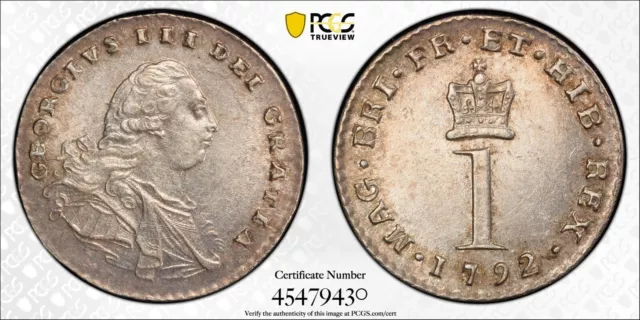 1792 1D Penny Silver Great Britain Km#610  S-3760 Pcgs Ms62 #45479430 Eye Appeal