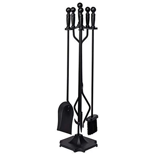 GASPRO 5-Piece Fireplace Tools Set 32 Inch Wrought Iron Fireplace Accessories...
