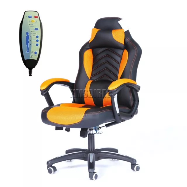 Heated Massage Office Chair – Gaming & Computer Recliner Swivel MC09 Orange