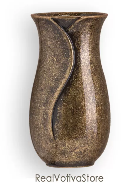 Vaso portafiori in bronzo per lapidi - Finitura Glitter - Linea APULO