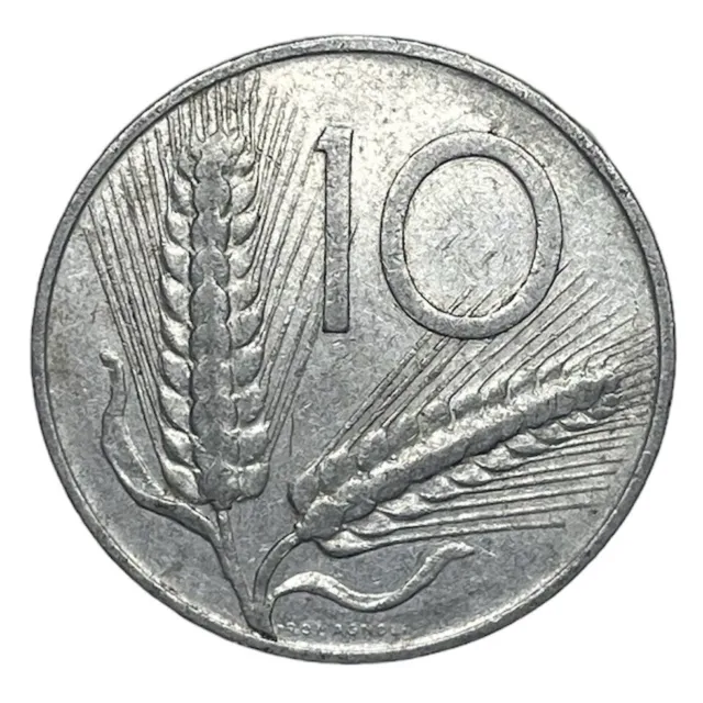 1952-R Republic Of Italy 10 Lire Aluminum Coin - Plough & Two Ears Of Wheat