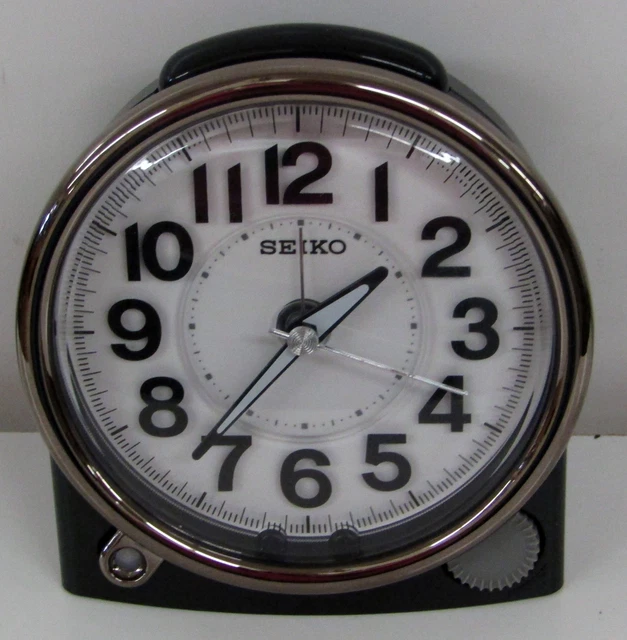 SEIKO NEW BLACK Alarm Clock With Quiet Sweep Qhe143Jlh W/ Constant Light  £ - PicClick UK