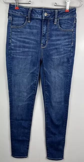 American Eagle Super Hi Rise Jegging Jeans Womens Size 0 Short Blue Dark Wash