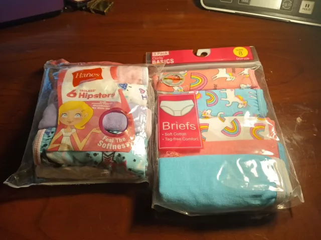 Girls Size 8 Lot Of 2- 6 Hanes Hipsters & 5 Girls Basic Briefs New