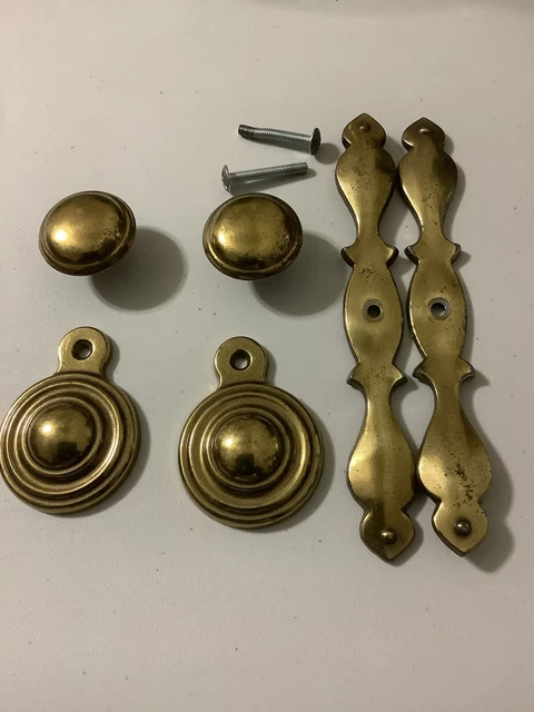 Lot of 2 Vintage Brass set KBC Dresser Drawer Handle Pull Furniture Hardware