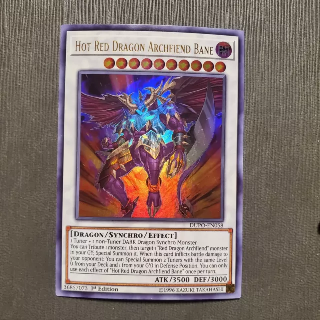 Hot Red Dragon Archfiend Bane - DUPO-EN058 Ultra Rare 1st Edition LP Yugioh