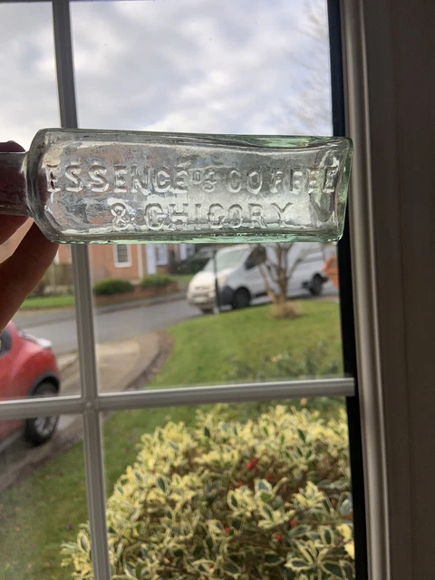 Vintage Aqua Green Bottle, SCWS, Shieldhall, Essence Of Coffee & Chicory,C1900
