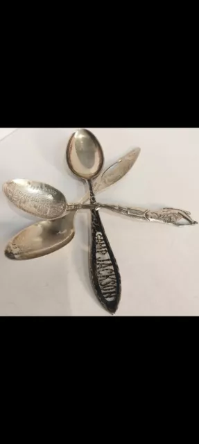 3 VERY RARE Military Camp And Native Figural Sterling Spoons, Ww1 Ww2 ...