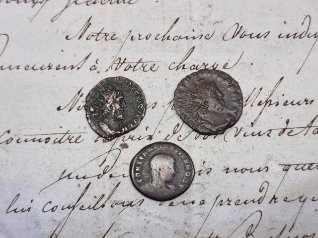 3 x job lot roman tetricus or constantine coin