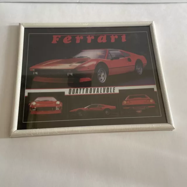 Vintage 10" x 8" Framed Ferrari Quattrovalvole Print Car Poster Wrapped NOS